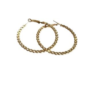 Gold Twisted Look Larger Hoop Earrings